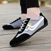 billiga Herrsneakers-Herr Sneakers PU Läder Nylon Andningsfunktion Bekväm Halksäker Snörning Brun Grå Sommar Vår