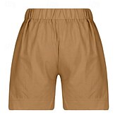 economico Pantaloncini in lino di cotone-Per donna Pantaloncini in cotone e lino Shorts Pantaloni Eleganti Casual Corto Naturale Semplice Tasca Elastico in vita Comodo All&#039;aperto Quotidiano Ferie Vinaccia Grigio Nero Bianco Estate