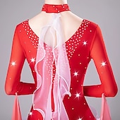 billiga Danskläder till ballroom-dans-elegant ballroom dansklänning kvinnors prestanda valsdansklänning långärmad strass moderna danskläder kostymer