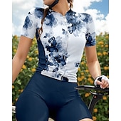 abordables Maillots de mujer-Mujer Maillot de Ciclismo Graphic Flores Botánica Manga Corta Bicicleta Maillot Camiseta con 3 bolsillos traseros Filtro Solar Resistente a los rayos UV Secado rápido Bandas Reflectantes Deportes