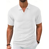 cheap Men&#039;s Classic Polo-Men&#039;s Golf Shirt Golf Polos Shirts Work Casual Lapel Short Sleeve Basic Modern Plain Jacquard Summer Regular Fit Black White Blue Khaki Golf Shirt