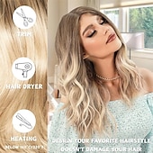 economico Parrucche trendy sintetiche-Parrucche lunghe ondulate da castano a biondo per donne, 27 parrucche lunghe e ricce, parrucca naturale ombré resistente al calore con rete per parrucca, parrucche sintetiche per donne, feste in