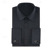 abordables Camisas de vestir para hombres-Hombre Camisa Camisa para Vestido Abotonar la camisa Línea Boda Diario Negro Blanco Amarillo Azul cielo Manga Larga Cuello Vuelto Primavera &amp; Otoño Ropa Bolsillo