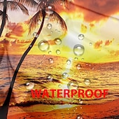 Недорогие Водонепроницаемые шторы-Водоотталкивающая уличная штора для приватности шторы-слайдеры для террасы перголы с люверсами 3D морской пляжный пейзаж для беседки балкона веранды вечеринки 1 панель