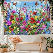 preiswerte Landschaftsteppich-Landschaft Kleine Margerite Wandteppich Großer Wandteppich Wandgemälde Dekoration Foto Hintergrund Decke Vorhang Wohn Schlaf Wohnraum Dekoration