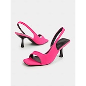 abordables Sandales de Vacances-Escarpins à bride arrière rose vif pour femmes – sandales à bout ouvert audacieuses pour des rendez-vous décontractés et séduisants