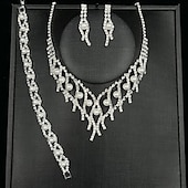 abordables Parures de Bijoux-Ensembles de bijoux de mariée 1 ensemble en alliage de diamant imitation 1 bracelet boucles d&#039;oreilles collier ensemble de bijoux élégants pour femmes pour mariage invité de mariage fête tenue de