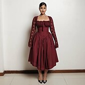 levne Šaty-Retro 50. léta Polední Šaty Plesové šaty Krajka Inspirováno Regency Dámské Karneval Plesová maškaráda Svatební Koktejlový večírek Šaty Dospělé Šaty Celý rok