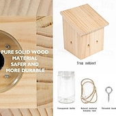 abordables Soins et soutien aux animaux-Piège à abeilles charpentières pour l&#039;extérieur - Pièges à abeilles charpentières suspendus en bois de style pentroof pour l&#039;extérieur - Pièges à insectes avec voûte amovible (1 paquet)