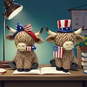 abordables Sculptures-Décorations du 4 juillet, yaks patriotiques des Highlands pour la décoration intérieure, statue de jardin américaine, décorations de jardin extérieures, figurine de yak des Highlands étoiles et