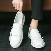 voordelige Hereninstappers &amp; loafers-Witte instappers met monniksband voor heren – elegante casual schoenen voor op kantoor, evenementen en zakelijke casuals