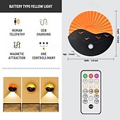 baratos Luzes decorativas-Luz de parede com sensor de movimento LED, luz noturna recarregável para quarto, corredor, escada, armário, decoração, presente de Natal