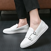 voordelige Hereninstappers &amp; loafers-Witte instappers met monniksband voor heren – elegante casual schoenen voor op kantoor, evenementen en zakelijke casuals