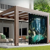 olcso Vízálló függönyök-Vízálló Kültéri Függöny Magánélet Csúszó Terasz Függöny Drape Pergola Függöny Grommet 3D Tájkép Óceán Barlang A Pavilonhoz Erkélyhez Tornácra Bulira 1 Panel