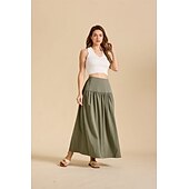 levne Spodní části-Retro Středověké Renesanční Po kotníky Sukně Cottagecore Pevná barva Dámské Fantazie Dovolená LARP Ren Faire Dospělé Sukně Jaro léto