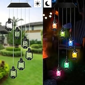 abordables Projecteurs, lampes et lasers-Lumière de carillon à vent solaire 6 LED IP65 étanche lanterne suspendue lumière jaune chaude pour patio balcon et décoration de jardin