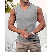 preiswerte Fitness Tank-Tops-Herren Tank Top Weste Unterhemd Ärmelloses Shirt Ärmellos V Ausschnitt Sommer Einfach Mode Designer Urlaub Straße Ausgehen Schwarz Rosa Grün Top T-Shirt für Herren