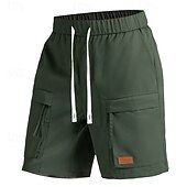 preiswerte Klassiker-Herren Cargo-Shorts Shorts Sommershorts Kordelzug Elastischer Bund Reißverschlusstasche Einfach Komfort tragbar Knielang Outdoor Sport Täglich Mode Lässig Schwarz Armeegrün