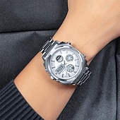 abordables Relojes digitales-Reloj Electrónico LED de Acero Inoxidable Completo para Hombre SKMEI Lujo de Doble Hora Cronógrafo Digital Reloj Deportivo Impermeable