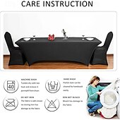 abordables Décoration extérieure-Housse de table en élasthanne pour table de 1,80 m, nappe extensible universelle ajustée pour fêtes, banquets, mariages et événements - noire