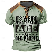abordables Palabras divertidas-Hombre Es raro tener la misma edad Camiseta Henley Shirt Manga Corta Impresión 3D Moda Casual Estilo callejero Calle Deporte Casual Primavera verano Azul Piscina Verde Trébol Caqui Gris Henley