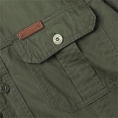 cheap Men&#039;s Work Shirts-Men&#039;s Shirt Summer Shirt Casual Shirt Button Up Shirt Cargo Shirt Black White Red khaki Dark Blue Long Sleeve Plain Shirt Collar Vacation Hawaiian Pocket Clothing Apparel 100% Cotton Fashion Casual