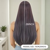 abordables Perruques Synthétiques Sans Bonnet-Perruque Synthétique Lisse Droit crépu Coupe dégradée Frange Droite Fabriqué à la Machine Perruque 28 pouces A1 Cheveux synthétiques Femmes Fête Classique Confortable Gris