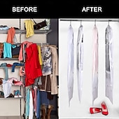 baratos Saco de Roupa &amp; Capa-Bolsa para roupas de dança, capa para roupas penduradas em peva espessada com 7 bolsos com zíper, bolsa para terno extra longa, transparente e à prova de poeira para armazenamento em armário ou viagem