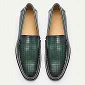 abordables Mocassins en cuir de qualité supérieure-Mocassins en cuir vert pour homme avec motif perforé – chaussures Kentucky Derby pour événements décontractés et semi-formels élégants