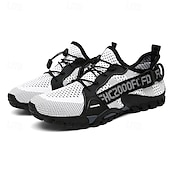 voordelige Casual Sneakers-Voor heren Sneakers Rivierschoenen Canyoning PU Leder Netstof Ademend Comfortabel Anti-slip Veters Zwart Donker paars Blauw Zomer Lente