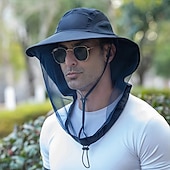 baratos chapéus de casa-Chapéu Protetor Solar para Homens e Mulheres com Rede de Mosquito Boné para Praia e Pesca de Aba Larga com Orelhas Malha Respirável à Prova de Vento