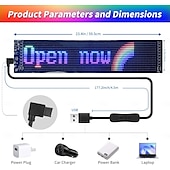 abordables 123496-Panneau LED programmable intelligent pour voiture, panneau LED flexible et lumineux à défilement pour voiture, application Bluetooth, animations RVB, texte, graffiti, message publicitaire avec