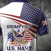  4. Juli 2026 250. Herren Amerikanische US-Flagge Polo Kurzarm Polo-Shirts Hemden mit Kragen Lässig Outdoor Alltagskleidung 3D-Druck Sommer Blau