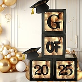 economico Decorazione di Laurea-decorazioni per la laurea classe del 2025, 4 pezzi 2025 festa di laurea scatole di palloncini neri con lettere laurea, 2025 per scuola materna asilo scuola superiore college festa di laurea forniture