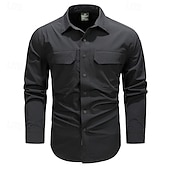 economico Camicie da lavoro da uomo-Per uomo Camicia Camicia Estiva Camicia casual Camicia con Bottoni Camicia cargo Nero Verde Kaki Blu scuro Manica Lunga Semplice Colletto a Camicia Vacanza Camicia hawaiana Tasca Abbigliamento 100