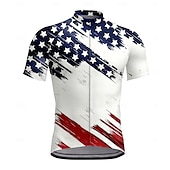 abordables Maillots Hombre-Hombre Maillot de Ciclismo Graphic Bandera Manga Corta Bicicleta Camiseta con 3 bolsillos traseros Resistente a los rayos UV Secado rápido Cremallera delantera Bandas Reflectantes Deportes Rojo Ropa