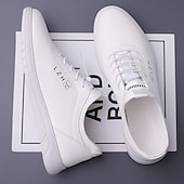 baratos Casual-tênis casual bege com cadarço para homens - calçados confortáveis para o dia a dia para passeios casuais
