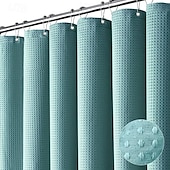 abordables Cortinas de ducha-Cortinas de ducha de tela gruesa texturizada de waffle Resistente a la humedad Forro con ganchos de acero inoxidable Calidad de lujo hotelera Verde salvia 180cm*180cm(70&quot;*70&quot;)