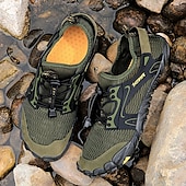 voordelige Herensneakers-Voor heren Sneakers Rivierschoenen Canyoning Casual Dagelijks PU Leder Netstof Ademend Comfortabel Anti-slip Veters Zwart Bruin Groen Zomer Lente