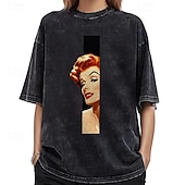 billiga Blast-T-shirt Överdimensionerad Acid Washed Tee Retro affisch Retro flicka Grafisk Till Par Herr Dam Vuxna Maskerad Varmstämpling Ledigt / vardag
