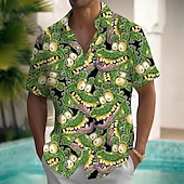 voordelige Vogels &amp; Dieren-Voor heren dier Krokodil Grappig Overhemd Hawaiiaans overhemd Overhemd met knopen Korte mouw Hawaii Vakantie Feestdagen Strand Kleding Zomer Lente Strijkijzer 3D-afdrukken shirts met kraag Voorste zak