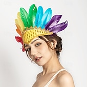 billiga Tillbehör-Drag queen Regnbåge Stolthet Regnbåge Krona Fjäder huvudbonad Unisex Vuxna Prideparad Pride månad Halloween Karnival Lätt karnevalsdräkt
