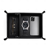preiswerte Aufbewahrung &amp; Organisation-PU-Leder-Schreibtisch-Organizer-Tablett, Schlüsselhalter mit mehreren Fächern, Schmuck &amp;Make-up-Aufbewahrungstablett, hochwertiger Leder-Eingangsorganizer für Zuhause oder das Büro