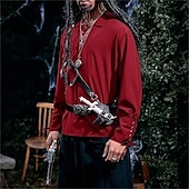 cheap Tops-Warrior Knight Ritter Celtic Knight Punk &amp; Gothic Medieval Renaissance 17th Century Blouse / Shirt Cosplay Costume Men&#039;s Drawstring Costume Vintage Cosplay Performance Stage Renaissance Fair Long