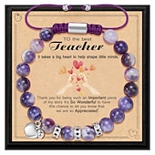 baratos Temporada de Formatura-Pulseira de agradecimento ao professor, linda pulseira de argila ploymer feita à mão, amor, ensino, inspiração, carta, pulseira elástica com contas para mulheres, joias de volta às aulas, presente de