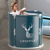 cheap Pools, Hot Tubs &amp; Supplies-1pc Lifestyle Teal Freestanding Bathtub Ice Bath Tub with White Accents - Durable Polyester, Portable &amp; Folding Design for Athletes, Spa Soaking Experience with Deer Head Logo for Adults