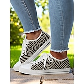 cheap Women&#039;s Sneakers-Women’s Lace - Up Canvas Sneakers with Floral Print – Casual &amp; Youthful Style for Teenagers and Young Women in School, Street Outings &amp; Casual Gatherings