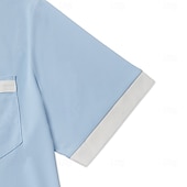 billiga Herrars klassiska polo-Herr Golftröja Piképikétröjor Arbete Ledigt Kavajslag Ribbstickad polokrage Kortärmad Grundläggande Modern Färgblock Lappverk Ficka Vår &amp; sommar Normal Svart Vinröd Marinblå Ljusblå Golftröja