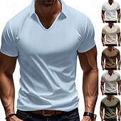 economico Polo classica da uomo-Per uomo Maglia da golf Polo Piqué Affari Casuale Bavero Manica Corta Moda Essenziale Tinta unica Testurizzato Bottoni Estate Primavera &amp; Autunno Vestibilità regolare Marrone Scuro Bianco Grigio