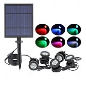 baratos Luzes e lanternas de caminho-Holofotes solares externos, luzes rgb que mudam de cor, holofotes subaquáticos de paisagem 2000mah ip68 à prova d&#039;água, holofotes de paisagem led para aquário, jardim, quintal, piscina, lago, fonte,